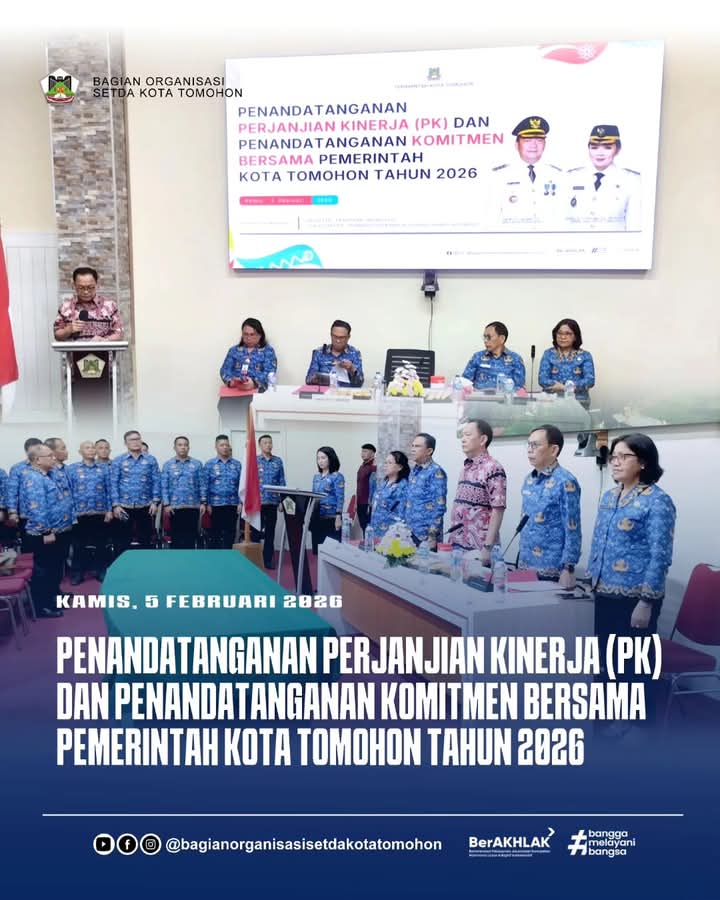 Pemerintah Kota Tomohon Tandatangani PK dan Komitmen Bersama