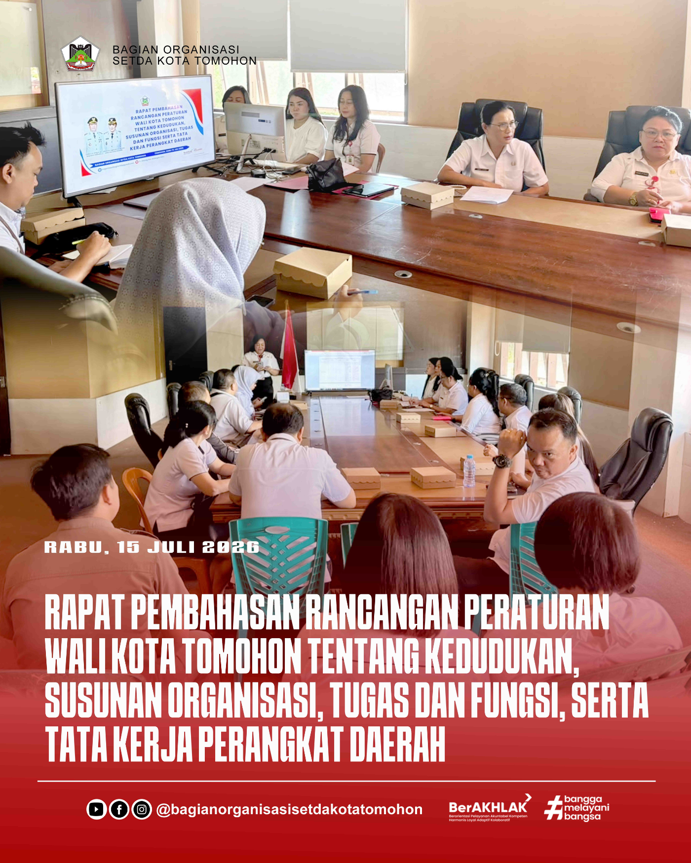 Pemkot Tomohon Bahas Penyesuaian Susunan Organisasi dan Tata Kerja Perangkat Daerah