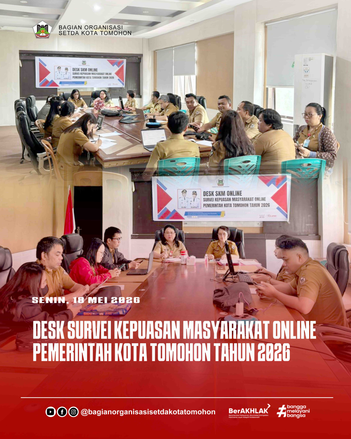 Bagian Organisasi Setda Kota Tomohon Gelar Desk Survei Kepuasan Masyarakat Online